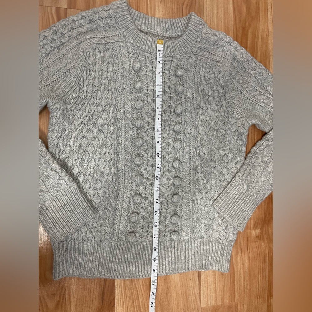 J.CREW POPCORN CABLE KNIT SWEATER GRAY XS est. CHUNKY COZY WINTER LAYERING TOP - Picture 5 of 10
